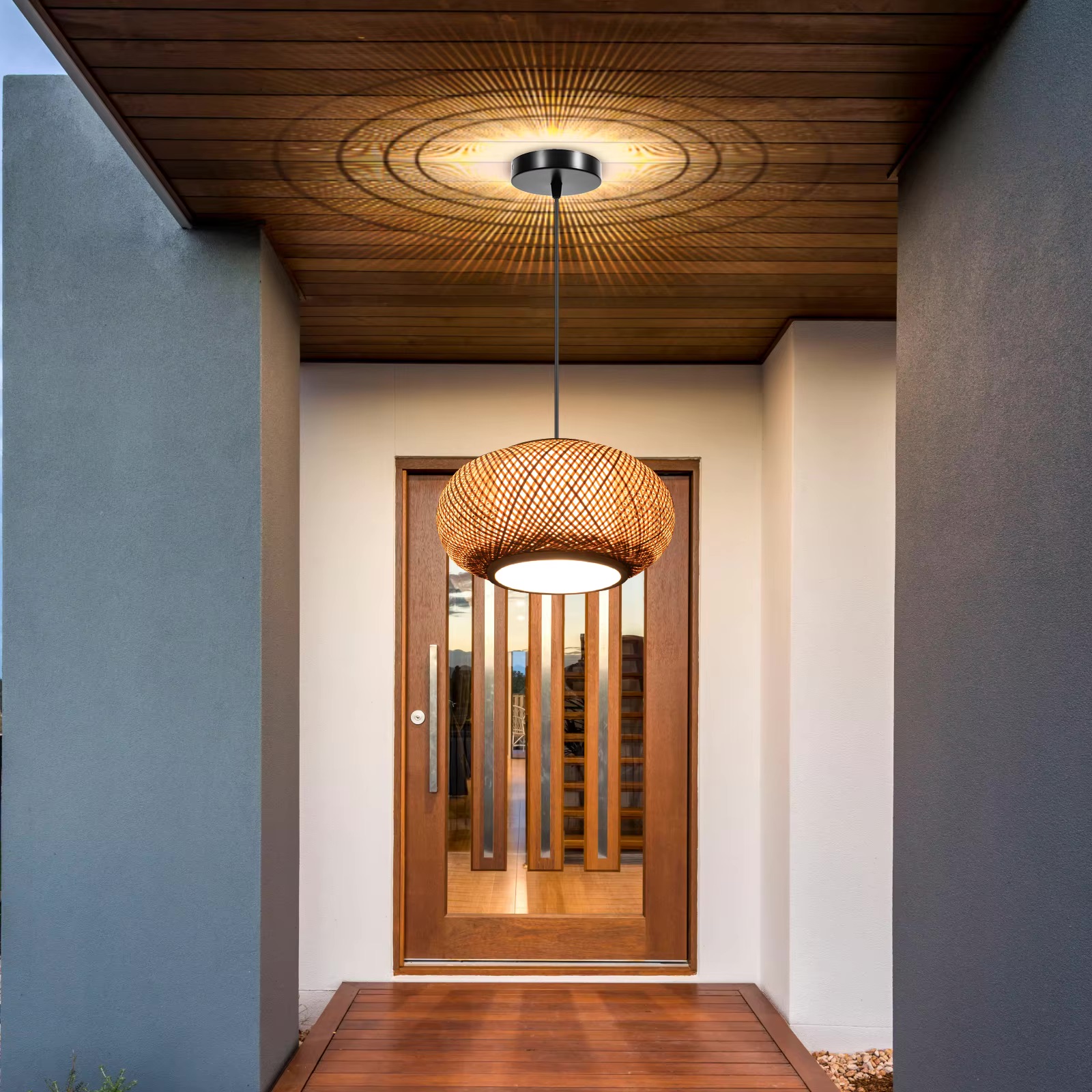 Vintage Bamboo Round Pendant Lamp for Cafes and Living Rooms Vintage Bamboo Round Pendant Lamp for Cafes and Living Rooms