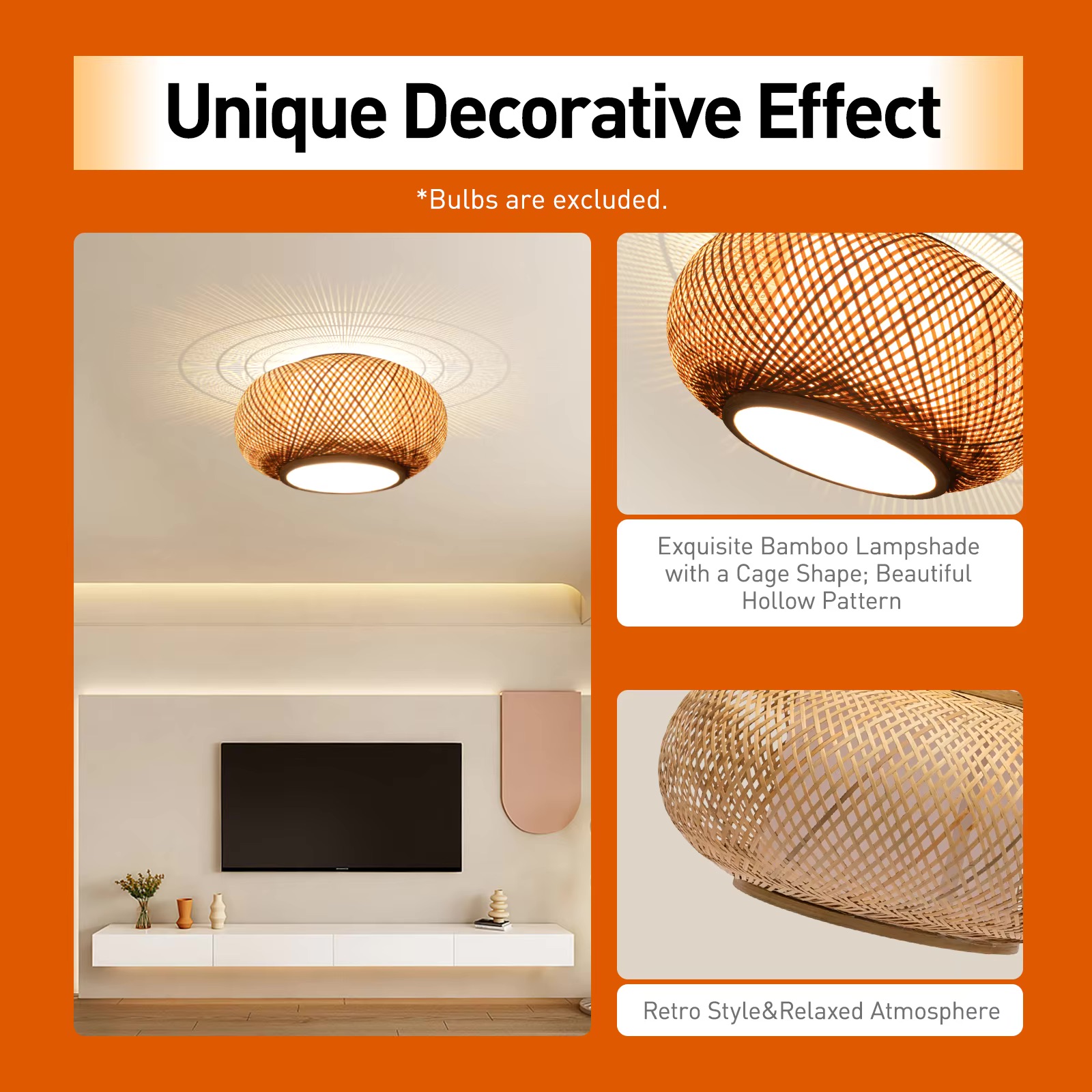 Vintage Bamboo Round Pendant Lamp for Cafes and Living Rooms Vintage Bamboo Round Pendant Lamp for Cafes and Living Rooms