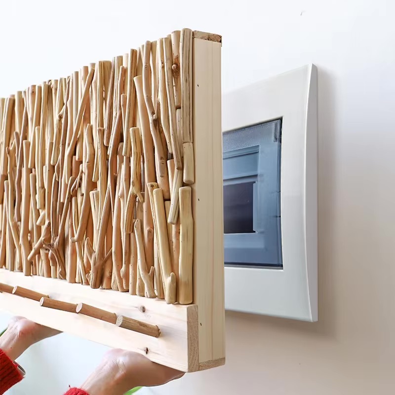 Wooden Coat Rack for Wall with Electric Meter Box Decoration Wooden Coat Rack for Wall with Electric Meter Box Decoration